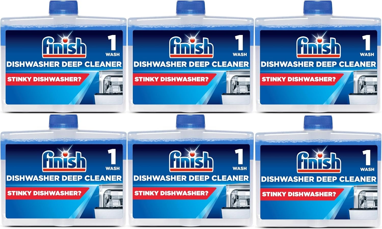 Finish Dishwasher Machine Cleaner | Original | Pack of 6, 250ml Each |Deep Cleans and Helps to prolong life of your dishwasher