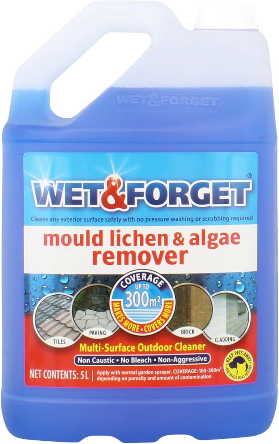 Wet & Forget Outdoor Cleaner – Bleach-Free Mould & Algae Remover for Patios & Decks 5L