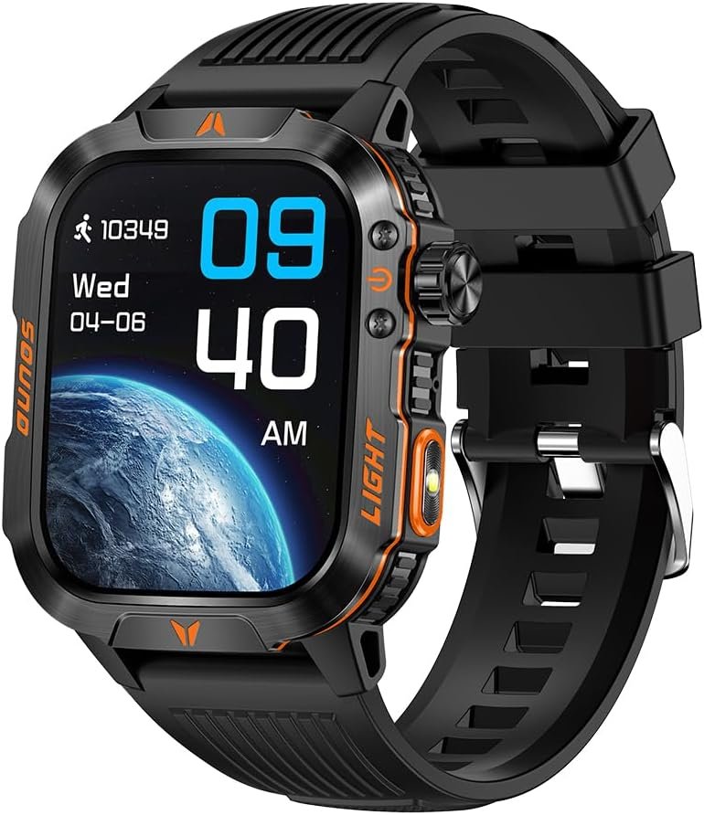 Men's Military Smart Watch Altimeter Barometer Compass IP68 Waterproof Suitable for Swimming Answer/Make Call Function Outdoor Tactical Smart Fitness Watch Heart Rate for Android & iOS (Black)