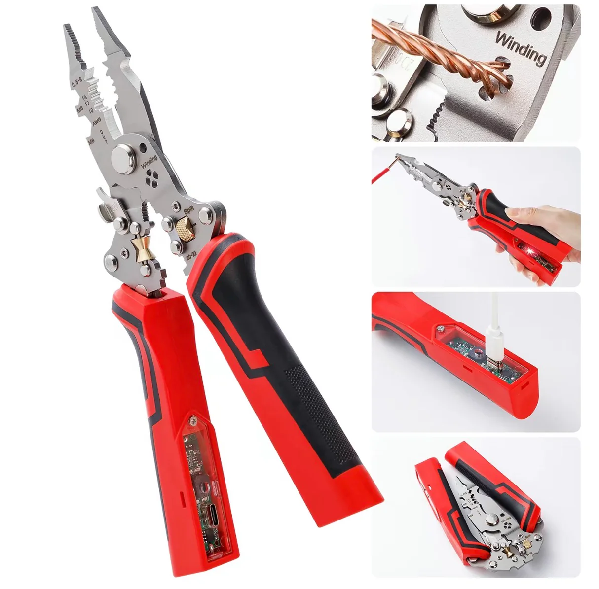 13-in-1 Wire Stripper Pliers with Voltage Tester, Multi-Tool for Cutting, Stripping & Crimping