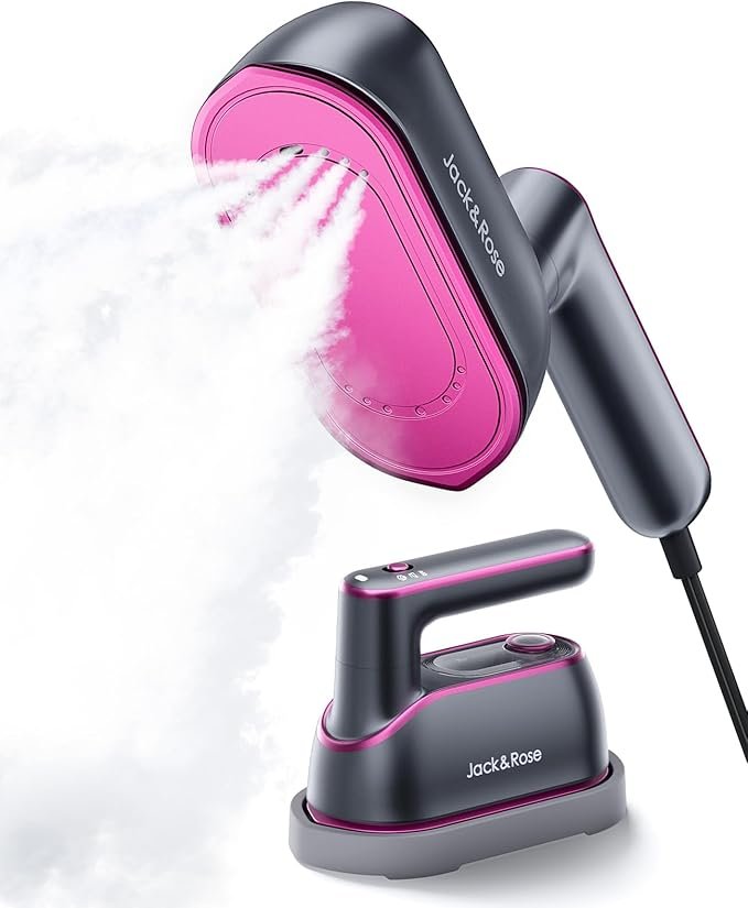 Jack & Rose Plancha de Vapor para Viajes para Ropa, Plancha de Vapor de 1200W, Plancha de Vapor Portátil de Tamaño de Viaje, Plancha de Vapor de Calentamiento Rápido de 8 Segundos, Panel de Calor