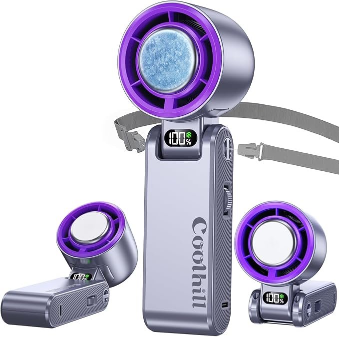 Ventilador portátil de mano con refrigeración turbo - Ventilador de mano recargable, 1-199 velocidades, hasta 12 horas de duración de la batería, potente mini ventilador personal para viajes, exteriores, playa y maquillaje